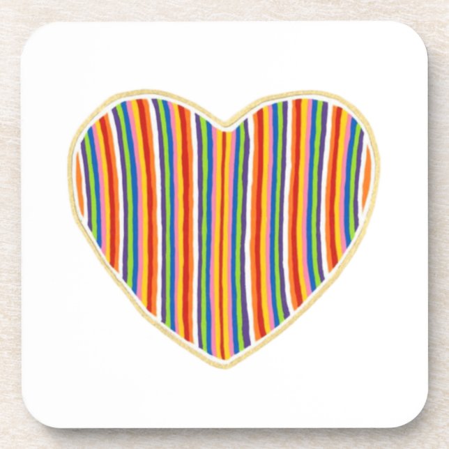 Stripes cardiaques Ensemble de 6 Dessous de verre (Devant)