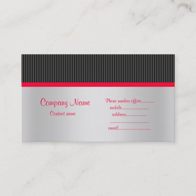 STRIPES CARTE DE VISITE NOIR/ROUGE/ARGENT (Devant)