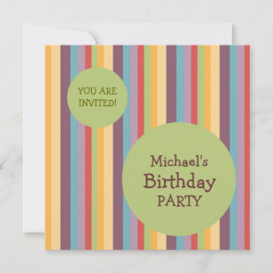 Stripes colorées Invitation de fête d'anniversaire