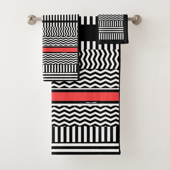 STRIPES DE CHEVRON BLANC NOIR + BANDE ROUGE (En situation)