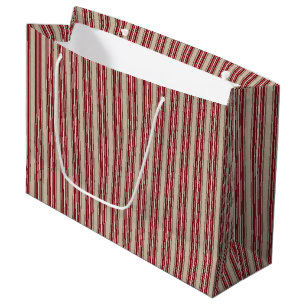 Stripes de Noël rouge et beige, Grand sac cadeau