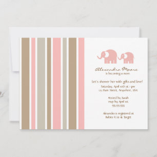 Stripes & Elephants Baby shower Invitation