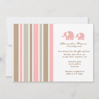Stripes & Elephants Baby shower Invitation