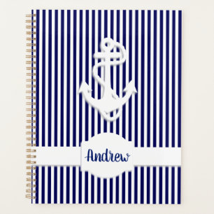 Stripes et Ancre Monogramme ou nom personnalisé