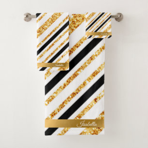 Stripes Gold Parties scintillant Black Boho Popula
