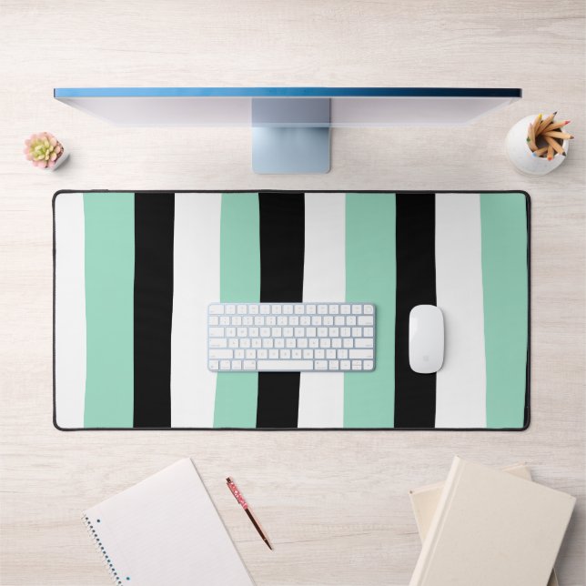 Stripes inégales - Mint vert, blanc et noir (Bureau 1)
