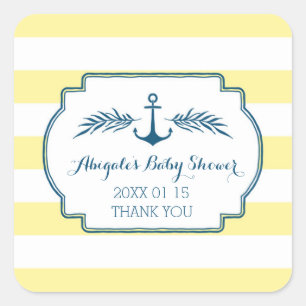 Stripes Jaunes Sticker Baby shower Nautique Favori