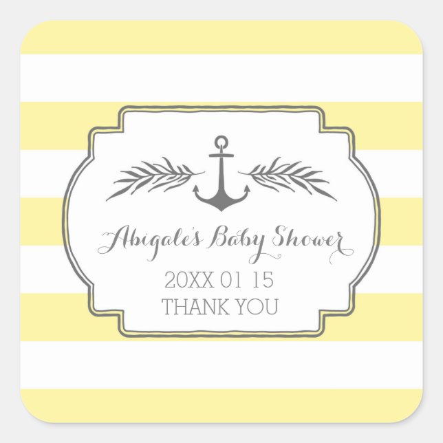 Stripes Jaunes Sticker Baby shower Nautique Favori (Devant)