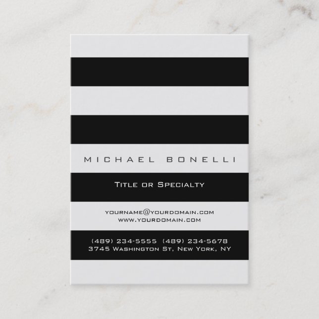 Stripes Monogramme Carte de visite chic branché (Devant)