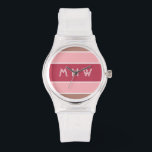 Stripes Motif montres monogrammes personnalisées<br><div class="desc">Remplacez le champ de texte par ce que vous voulez. Vous pouvez également modifier la police, sa taille et sa couleur en utilisant la fonction "Customiser", ainsi que d'ajouter des champs de texte si vous le souhaitez. Voir ma boutique pour plus d'articles avec, et choix de couleurs de, ce design....</div>