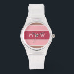 Stripes Motif montres monogrammes personnalisées<br><div class="desc">Remplacez le champ de texte par ce que vous voulez. Vous pouvez également modifier la police, sa taille et sa couleur en utilisant la fonction "Customiser", ainsi que d'ajouter des champs de texte si vous le souhaitez. Voir ma boutique pour plus d'articles avec, et choix de couleurs de, ce design....</div>