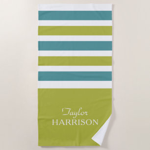 Stripes Motif nom personnalisé serviette de plage