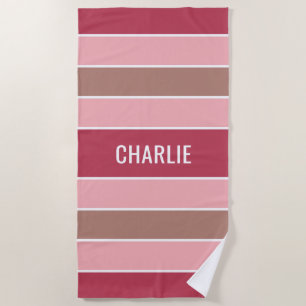 Stripes Motif nom personnalisé serviette de plage