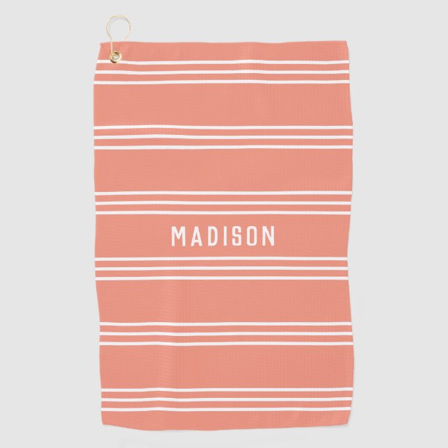 Stripes Motif texte personnalisé serviette de golf (Devant)