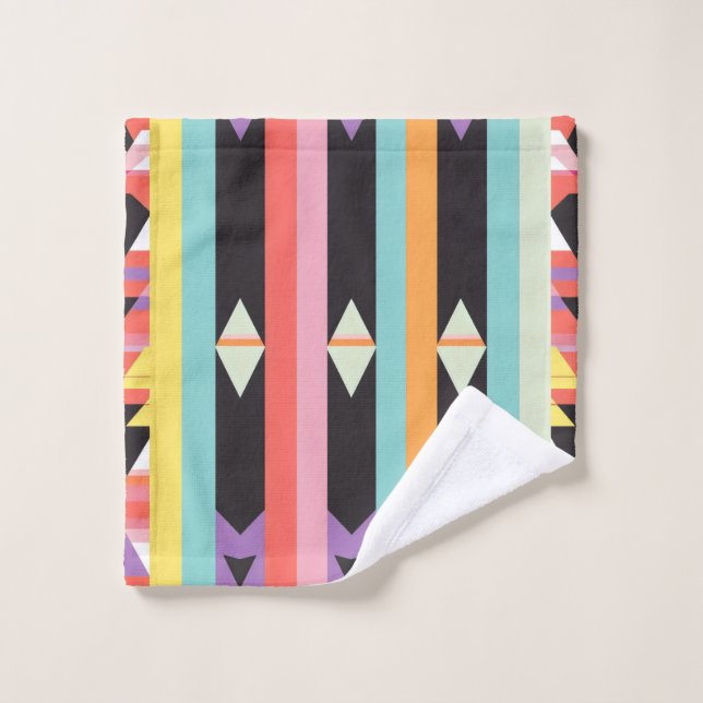 Stripes noir bleu rouge Motif mix (Gant de toilette)