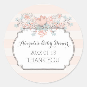 Stripes vintages Baby shower Floral Stickers Favor