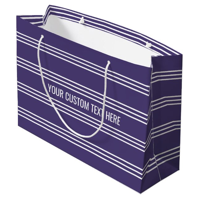 Stripes violet sac cadeau texte personnalisé (Dos Angle)