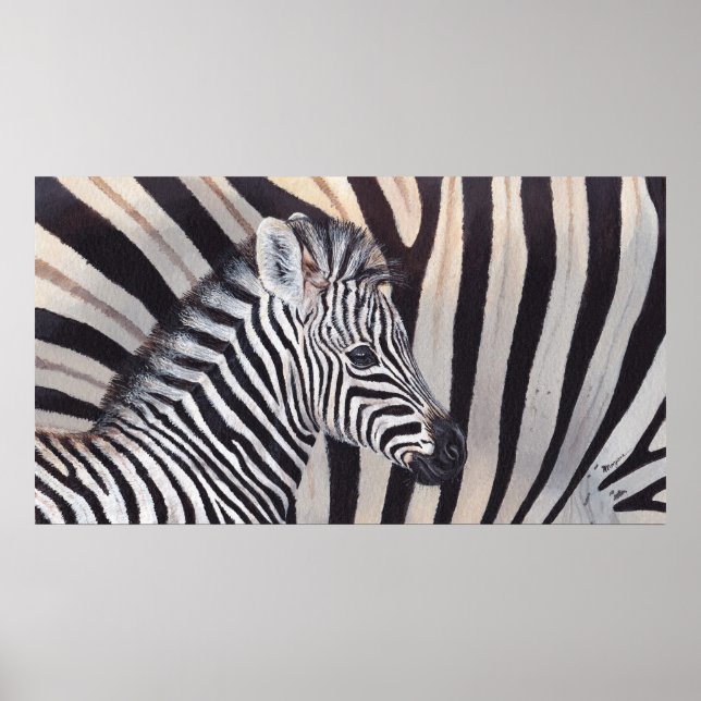 Stripes Zebra Baby and Mom poster toutes tailles (Devant)
