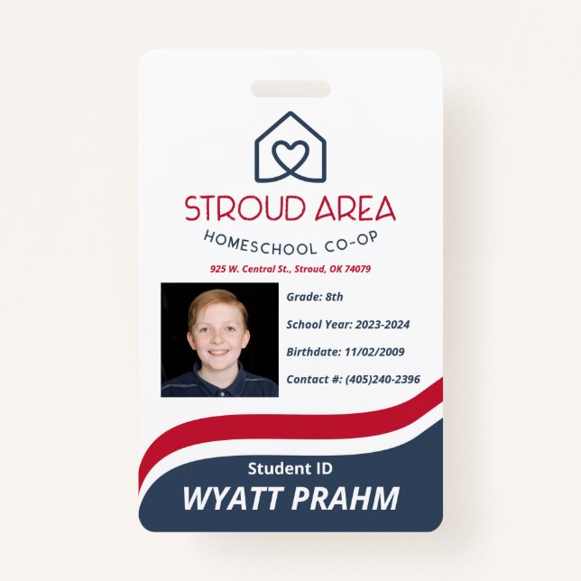 Stroud Area Homeschool Student ID Badge (Devant)