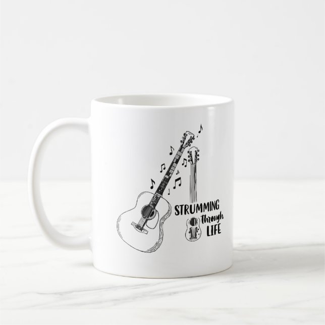 Strumming Through Life – Minimalist Guitar Mug (Gauche)