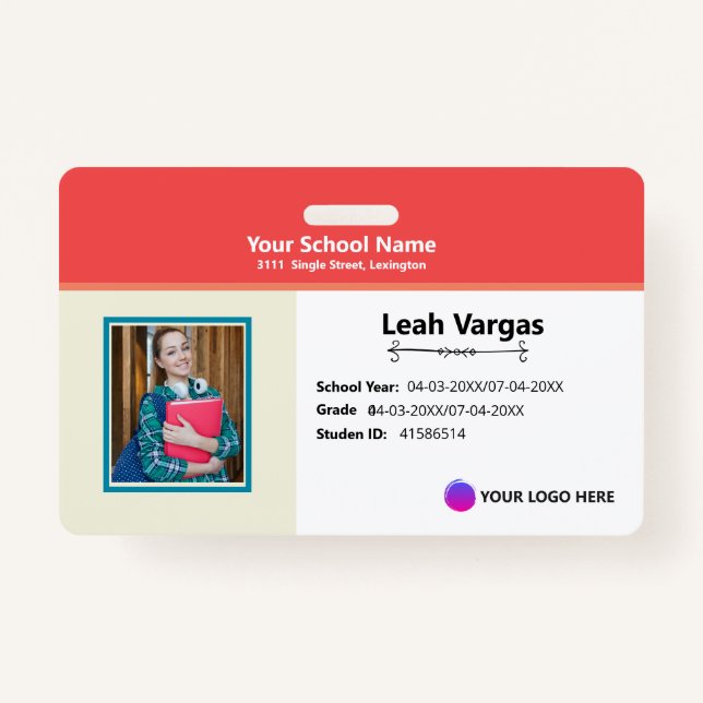 Student School Badge - Modern Identification card (Devant)