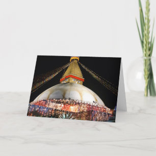 Stupa Boudhanath, Kathmandu la nuit - Népal Carte