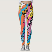 Style années 80 couleurs vives Leggings pour elle