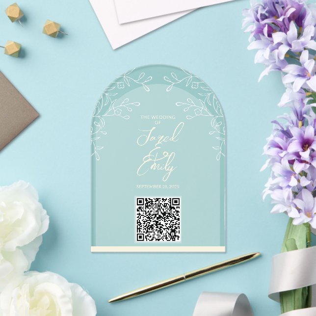 Style Arc Acrylique Mariage QR Code Invitation (Insitu (Mariage))