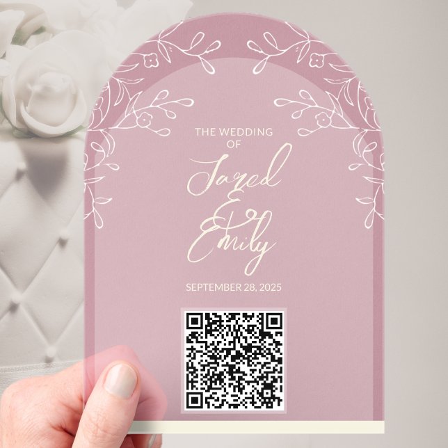 Style Arc Acrylique Mariage QR Code Invitation (Créateur téléchargé)