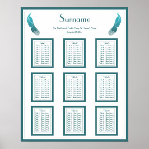 Style Art Déco Peacocks Mariage Seasting Chart