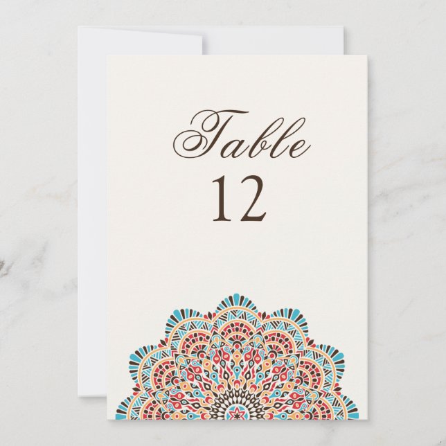 Style Artistique Moderne Mandala Numéro de Table d (Devant)
