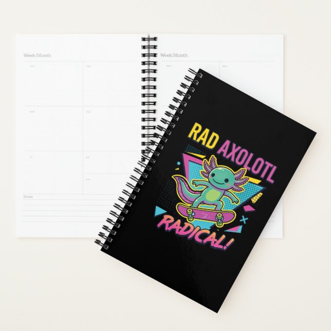 Style Axolotl Vintage 90 néon Skateboard Rad (Devant avec enveloppe)