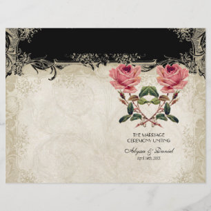 Style baroque Vintage Rose noir n crème dentelle