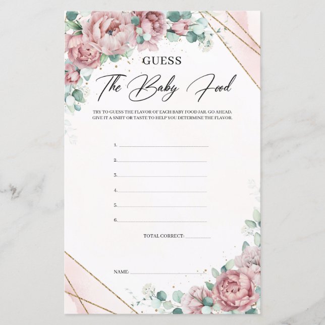 Style boho blush floral or Guess The Baby Food (Devant)