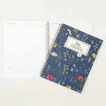 Style Boho Fleurs sauvages Floral Bleu Personnalis<br><div class="desc">Personnalisé Stylish Boho Fleur sauvage Floral Pattern Marine Blue 2021 Planner</div>