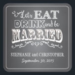 Style Chalkboard Stickers Favonalized Personnalisé<br><div class="desc">Le style "Chalkboard" branché présente une jolie typographie en blanc et est personnalisé avec les noms de la mariée et du marié et la date du mariage. Coordonner avec beauté tous nos produits et invitations de style tableau noir.</div>