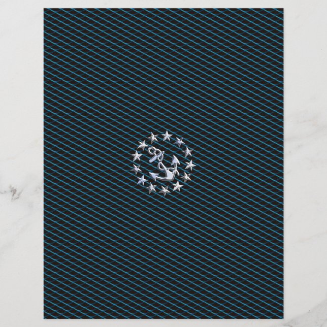 Style Chrome bleu Yacht drapeau sur Grille Imprime (Devant)