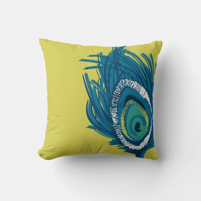 Style contemporain 1 de coussin de plume de paon (Recto)