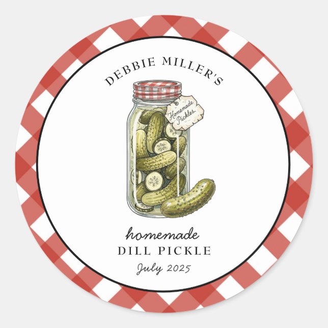 Style Country Dill pickle Canning jar étiquette (Devant)
