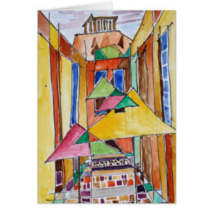 Style cubiste aquarelle Plaka   Athènes, Grèce