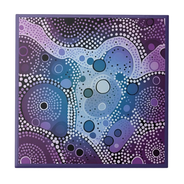Style d'art autochtone violet 5 de 9 Carreaux de c (Devant)