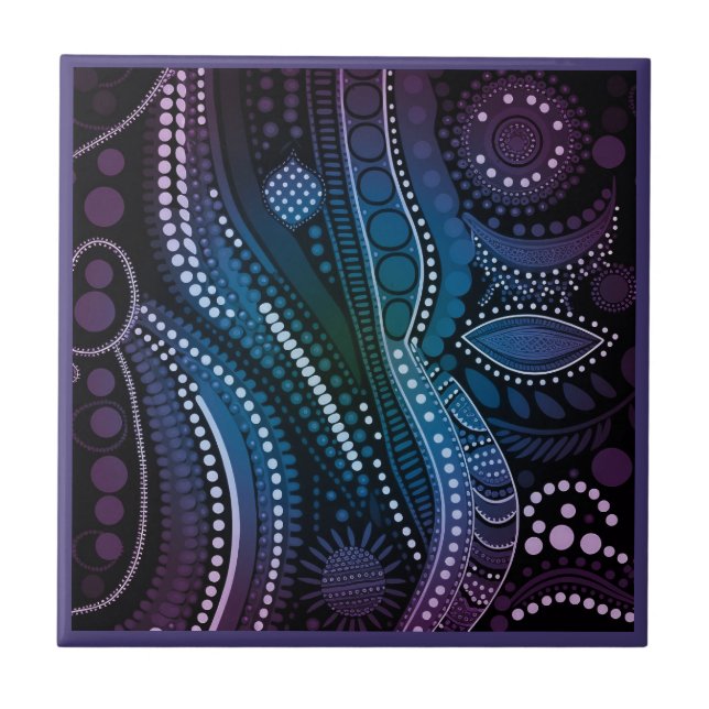 Style d'art autochtone violet 7 de 9 Carreaux de c (Devant)