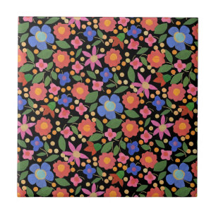 Style d'art populaire floral sur carreau en cérami