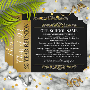 Style de billet Classe Noir/Or Réunion Invitation