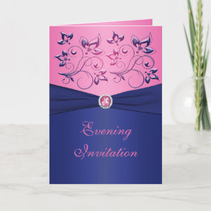 Style de carte florale marine et rose Soirée