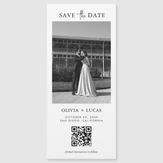 Style de code QR Photo Mariage magnétique Enregist (Devant)