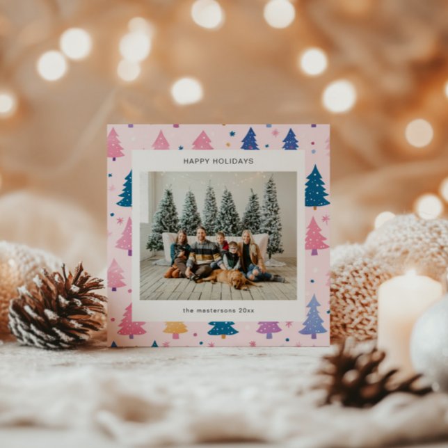 Style de dessin Pastel Noël Arbres de Noël Carte d (Créateur téléchargé)