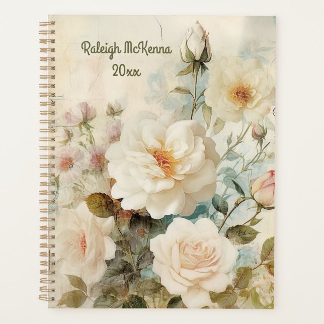Style de journal en junk Rose blanche Illustration (Devant)