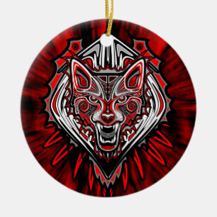 Style de tatouage de loup Ornement de cercle d'art