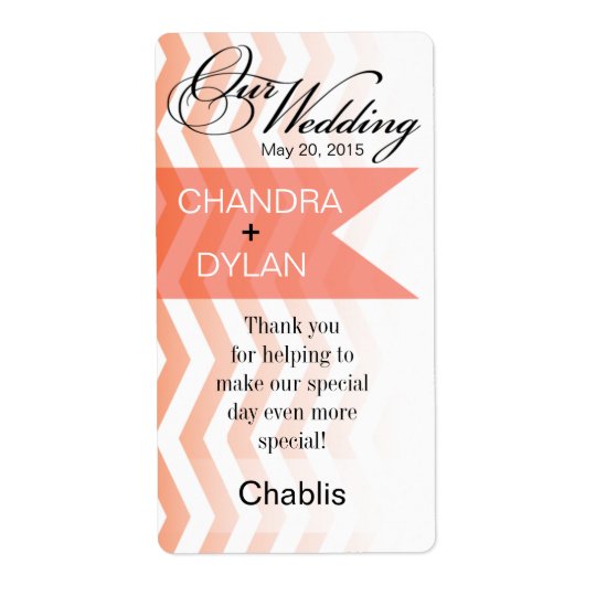 Style d'Ombre Chevron ! étiquette de corail de vin